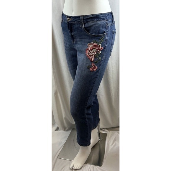 Kensie Jeans‎ Blue Denim Embroidered Floral Skinny Fit 10/30 Streetwear 67-39 - Picture 11 of 14